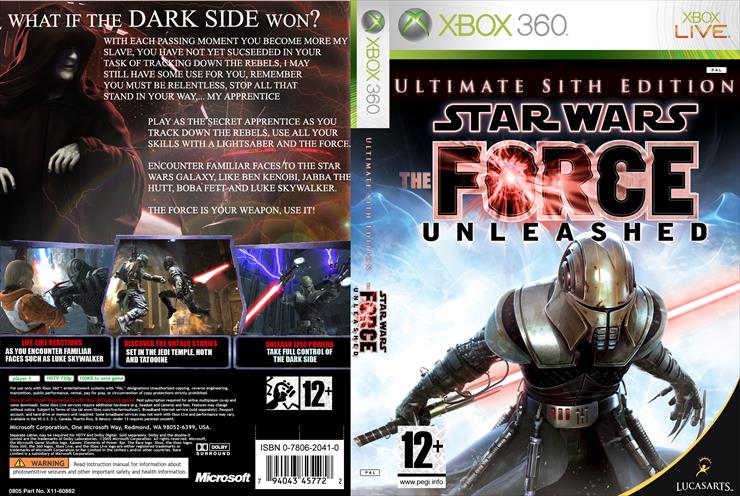 Okladki xbox360 - Star Wars The Force Unleashed Ultimate Sith Edition Pal.jpg