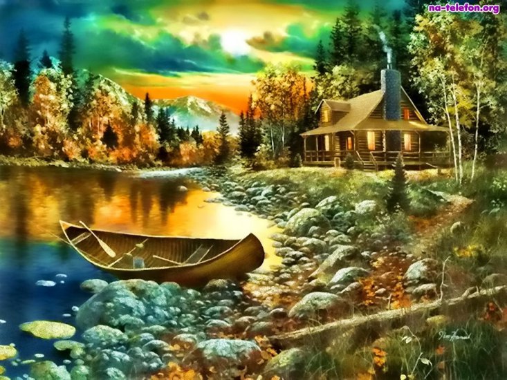 łódki, żaglówki - domek-widoczek-malarstwo-odka-jezioro.jpeg