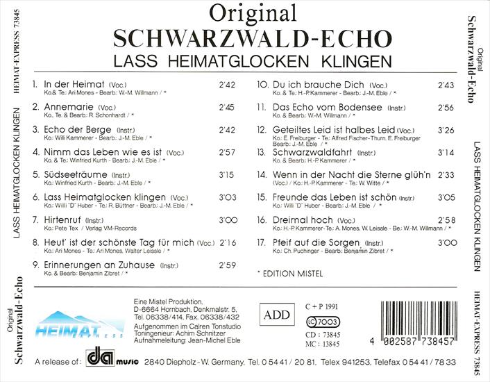 La Heimatglocken klingen 1991 - Orig. Schwarzwald Echo - La Heimatglocken klingen 1991 - Back.jpg