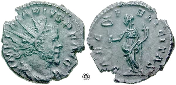 Rzym starożytny - uzurpa... - 3-18. Moneta z wizerunkiem galijskiego cesarz...iusa. Commons Multimedia w Wikimedia Commons.jpg