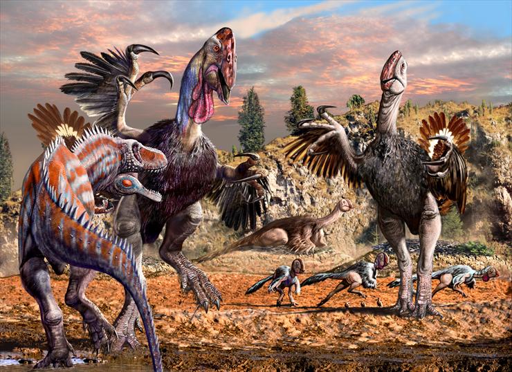 Prehistoryczne zoo - Gigantoraptor-Alectrosaurus.jpg