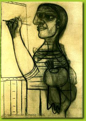 Picasso 1938 - Picasso Lartiste auparavant sa toile. 1938. 130 x 94 cm. Ch.jpg