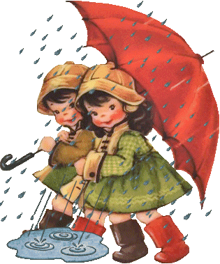 Galeria gifów - pada deszcz dziewczynki pod parasolem.gif