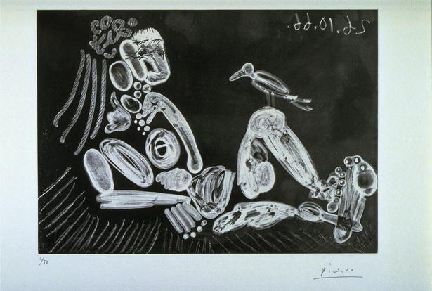 Picasso 1966 - Femme avec oiseau. 1966.jpg