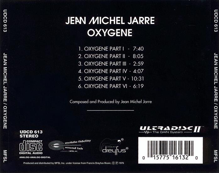 1976 - Jean-Michel Jaree - Oxygen - JEAN-MICHEL JARRE - Oxygene MFSL 1994 1976 CD-Back.jpg