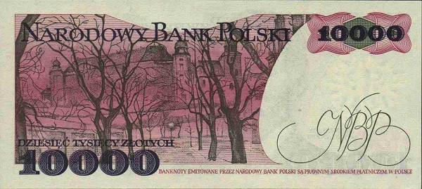 Banknoty   Polskie   super mało znane - PolandP151a-10000Zlotych-1987-donatedmjd_b.jpg
