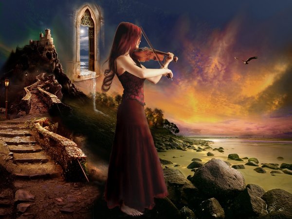 CUDOWNE WIDOKI - dziewczyna gra na skrzypcach,obraz od Olda.jpg